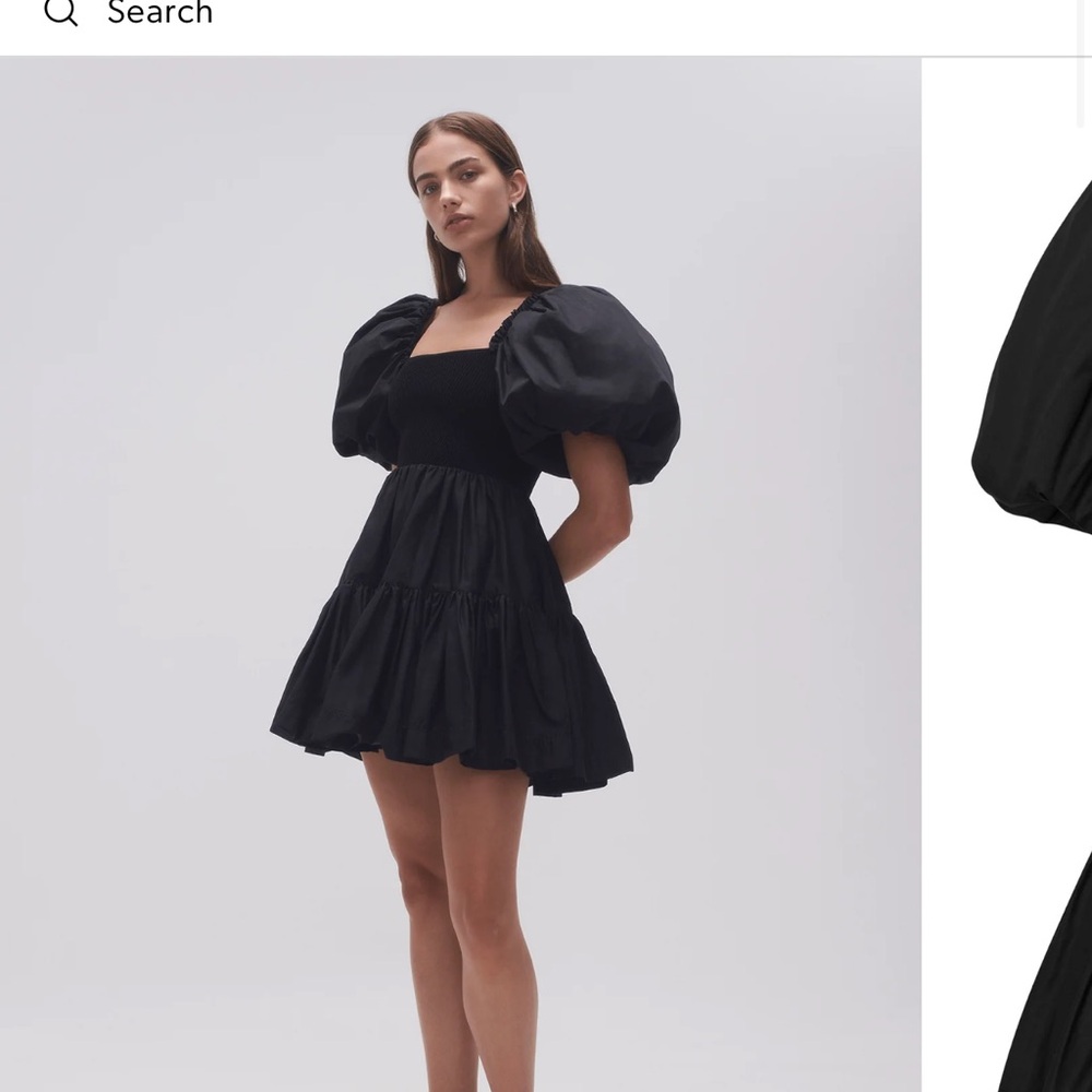 Aje Black Puff Sleeve Mini Dress